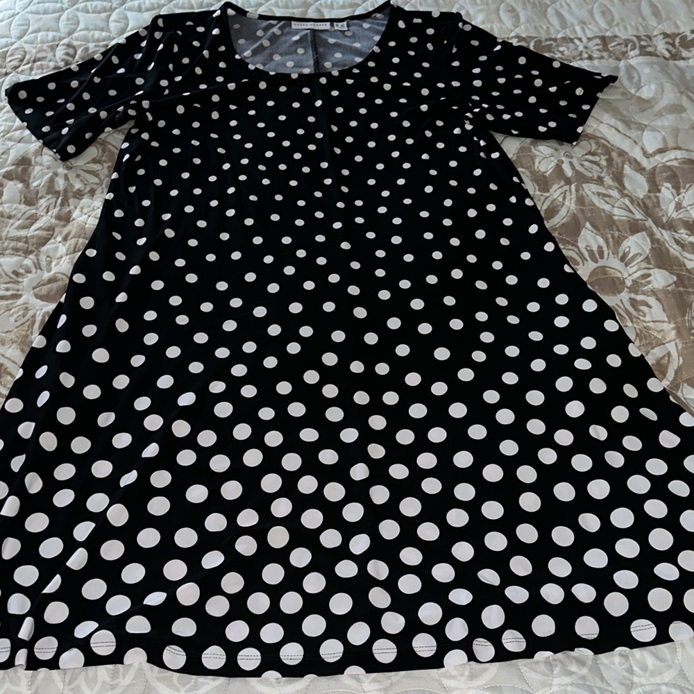 Susan Graver Black and White Polka Dot Dress size LP